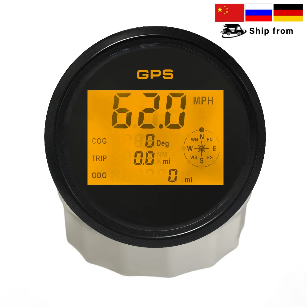 

HD 52mm 85mm Digital GPS Speedometer Odometer 0-999knots Km/h MPH with 8 Colors Backlight for Car Motorcycle Yacht 12V 24V