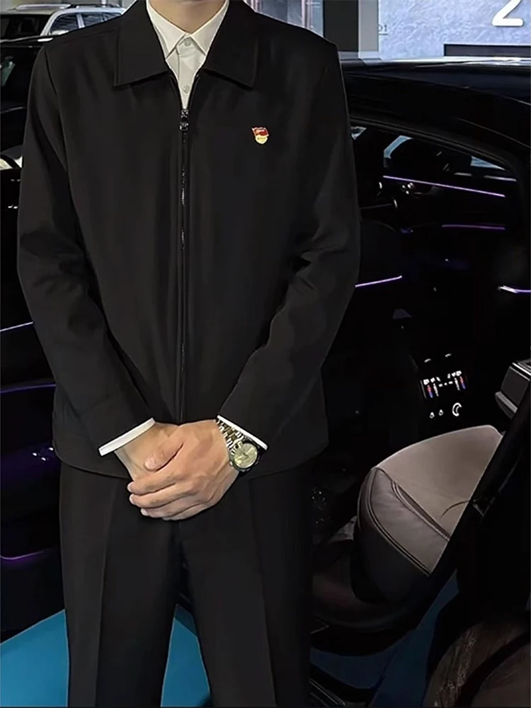 

Youthful ort Men's Commuter Sle Bla Adstrative Jaet Spring Autumn Stand Fit Casual Coat for Teens Daily Wear