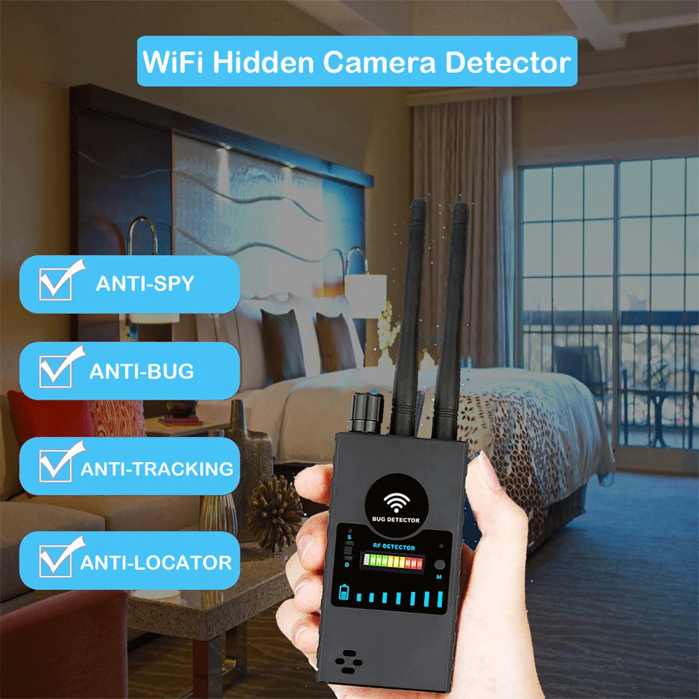 Wireless Hidden Camera Detector RF Signal Detects GSM Audio Devices GPS Tracker Magnetic Finder Frequency Scanner Dual Antenna