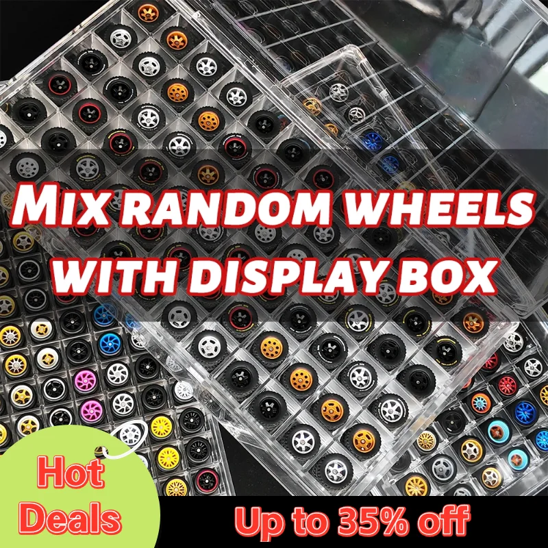 

1/64 Random Wheels and Presentation Box with Rubber Tire Axles Hobby Modified Parts Diecast Model Car Wholesale Wheels
