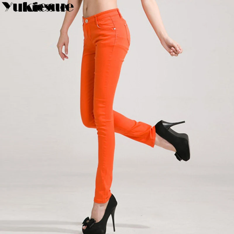 Women's Candy Color Pants Pencil Trousers Spring Autumn Elegant Office Mid Waist Pants For Women Slim skinny women pants female