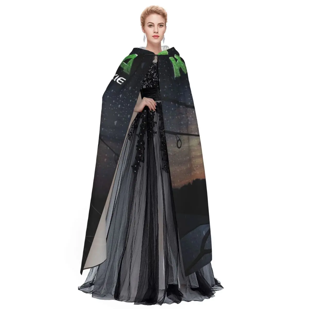 Korda-capa larga con capucha y logotipo de pesca, disfraz Medieval de bruja, capa de Cosplay, abrigo de Halloween para adulto, Unisex