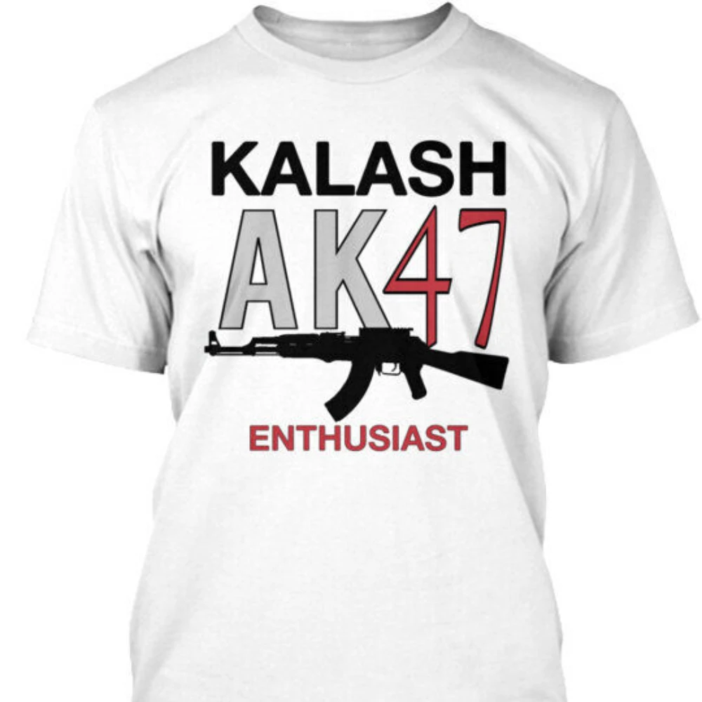 Ak 47 Enthusiast T-Shirt KALASH AK47 ENTHUSIAST Graphic T Shirts Man Summer Cotton Short Sleeve O-Neck Men T Shirt