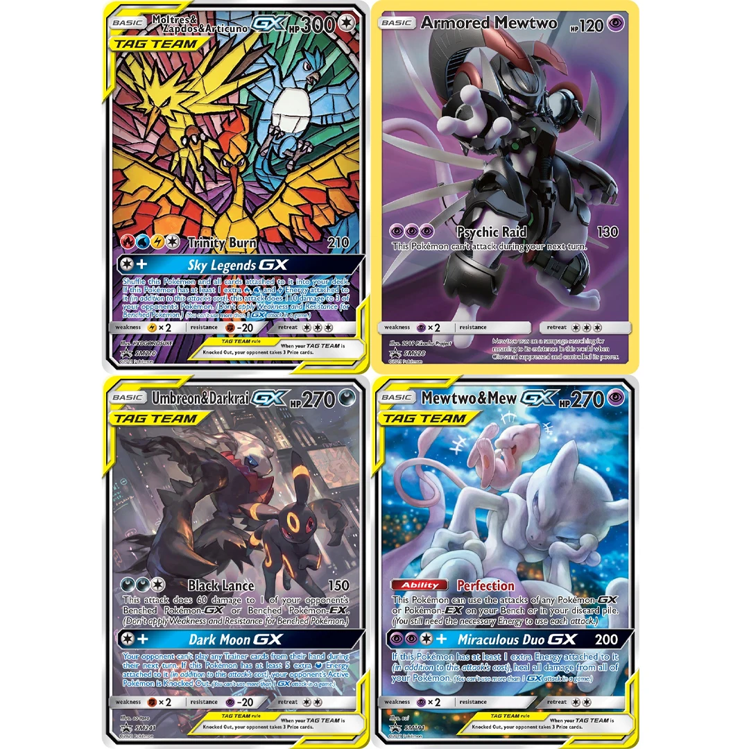 

4Pcs/set DIY 2019 Sun Moon Promos Pokemon Card Self Made Mewtwo Mew Armored Mewtwo Moltres Zapdos Articuno Ptcg Collection Card