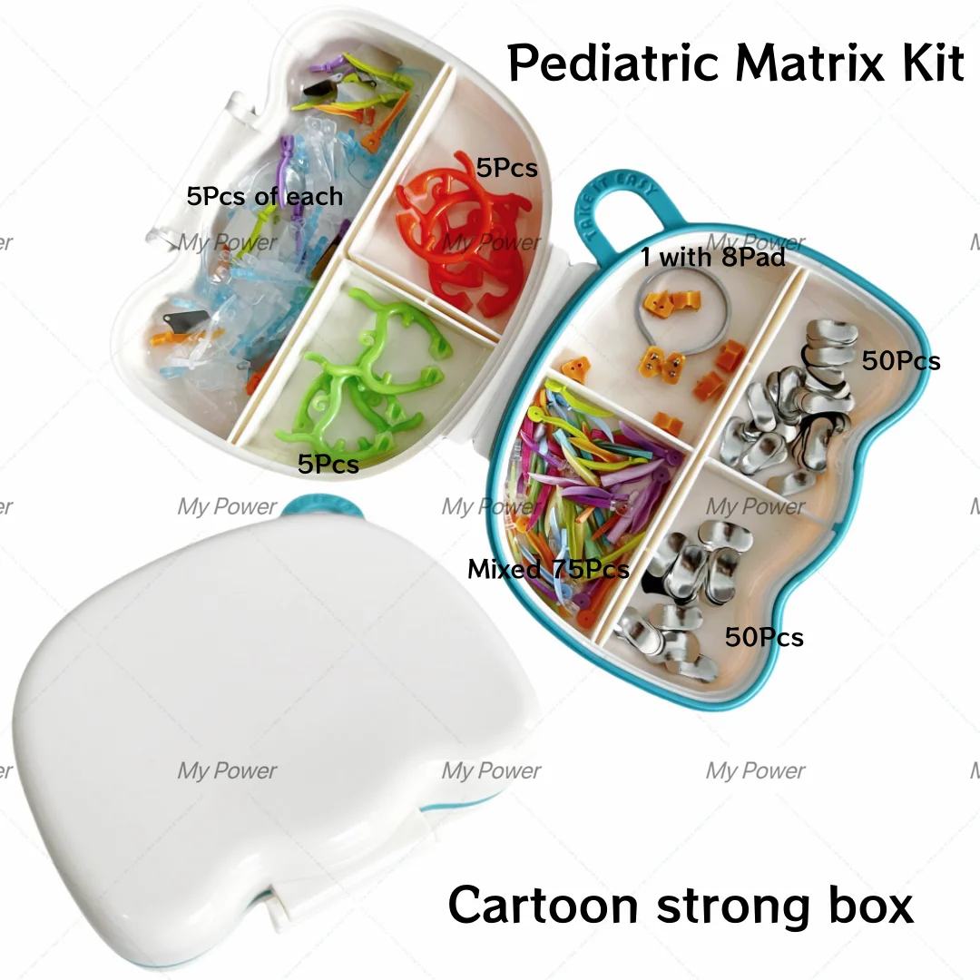 

Dental Pediatric Matrix Bands Sectional Cartoon Matrice Rings Wedges Fender Kit