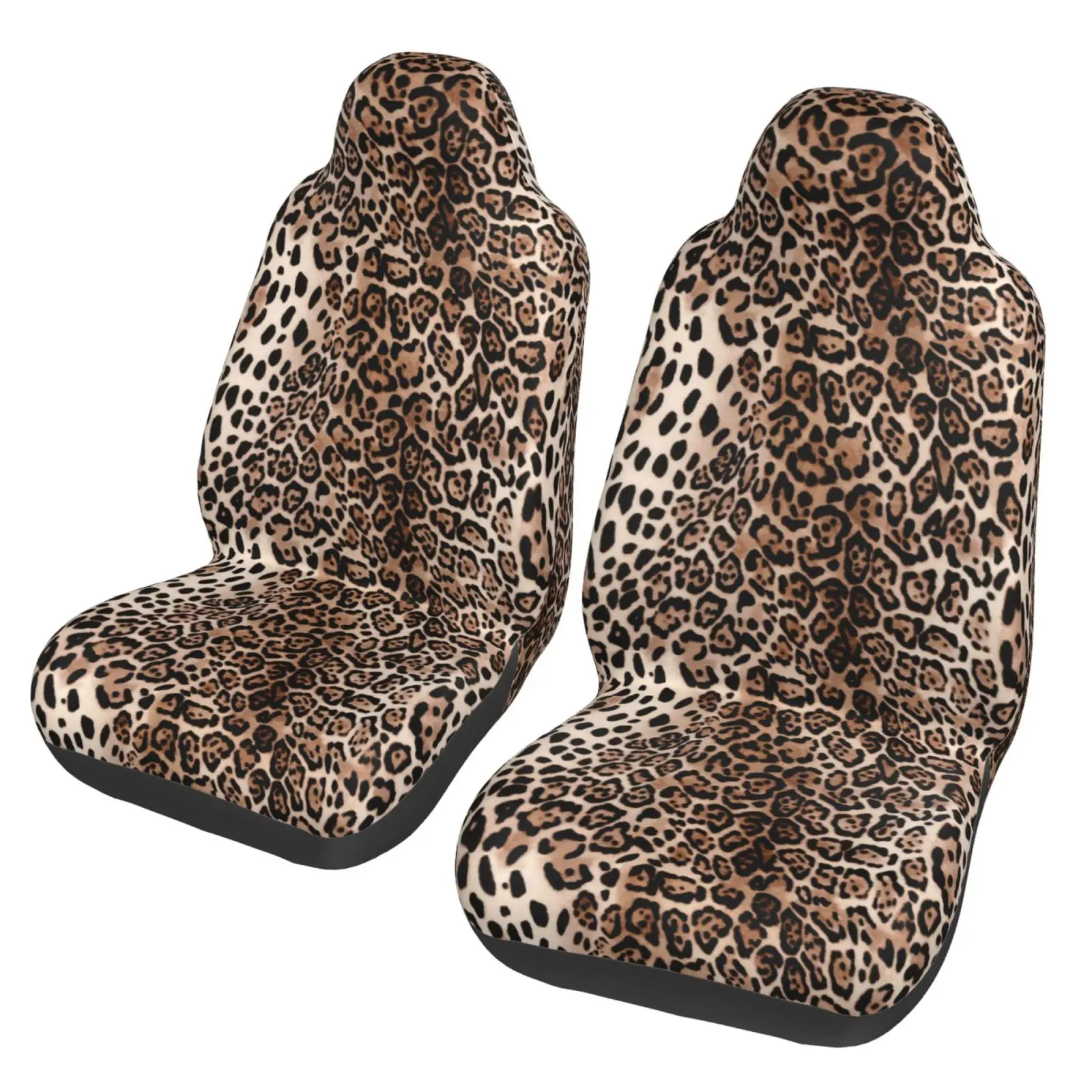 Abstract Wild Animal Brown Leopard Print Car Seat Covers for Women Man Universal Auto Front Seats Protector Fits for Car SUV
