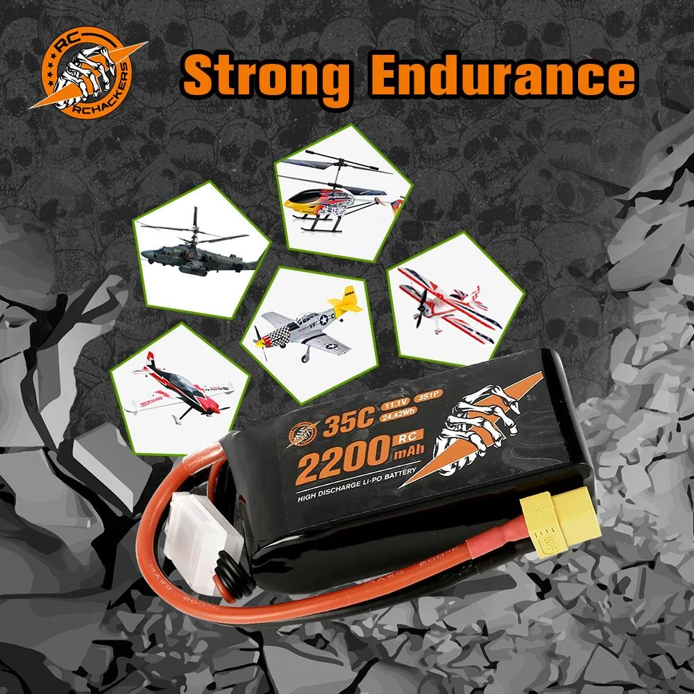 RCHackers 3S 11.1V 2200mAh 35C Continuous Discharge XT60 Terminal, 2 Pack Rechargeable Lipo Battery Suitable for Multirotor Drones and Various Remote Control Hobby Model Equipment Large Capacity RC Lithium Power Pack