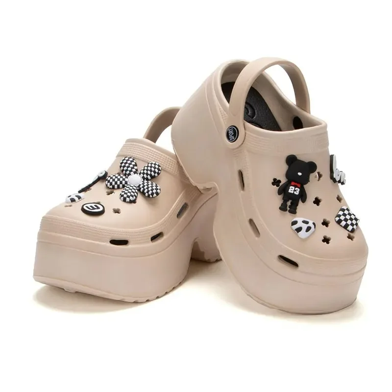 Women Chunky Platform Sandals 2024 Summer Soft Thick Sole Diy Clogs Garden Shoes Woman Closed Toe Non-Slip Beach Slides Sandals