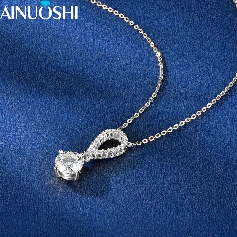 

AINUOSHI Новое роскошное ожерелье D2.28CT с муассанитом для женщин, стерлинговое серебро S925, подвеска-капля, блестящие ювелирные изделия, рождественские подарки