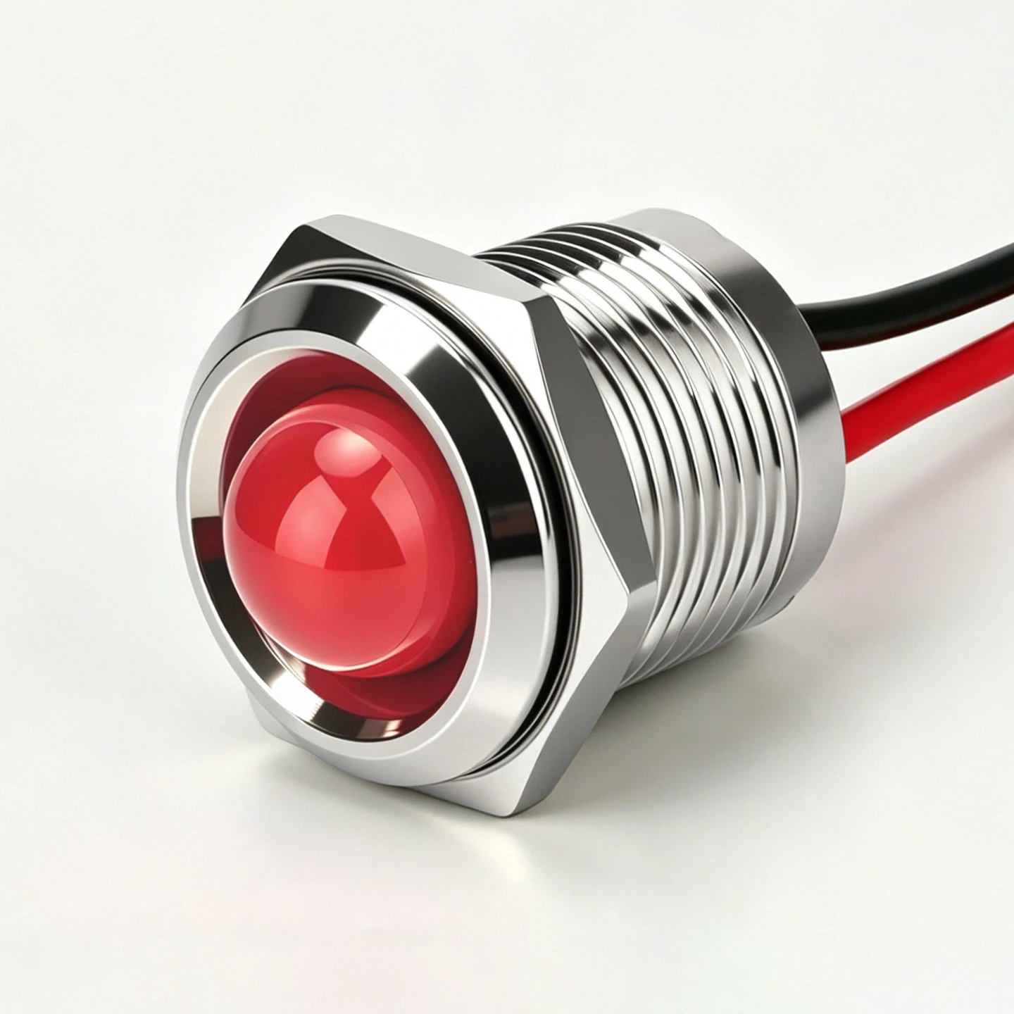 ABILKEEN 10PCS 16MM Ball Head LED Metal Indicator Light Stainless Steel Shell IP65 Waterproof Signal Pilot Lamp with 150MM Cable