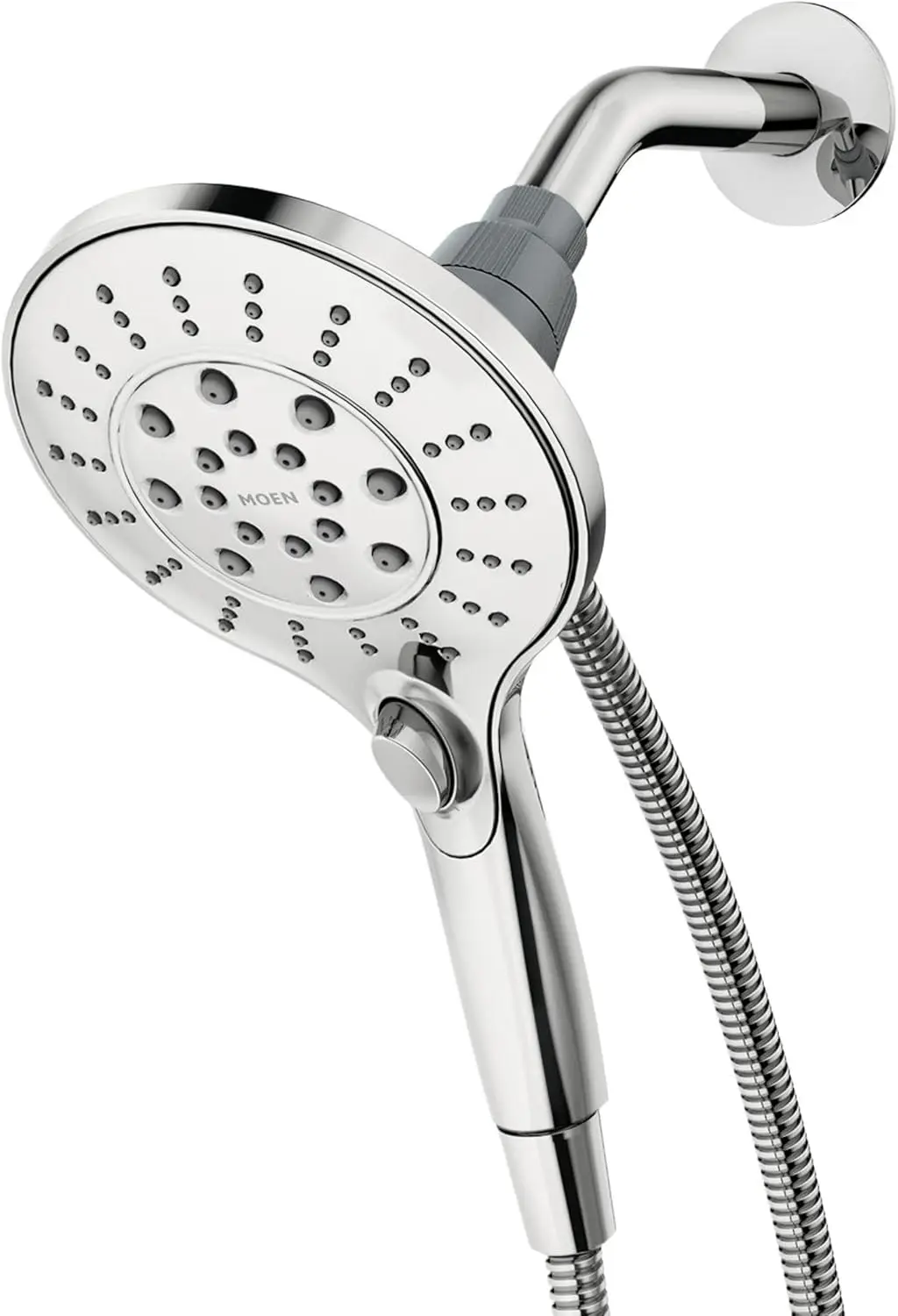 

6-Function Handheld Shower Head with Magnetic Dock, 5.5-Inch Wide, Chrome Finish and Hose