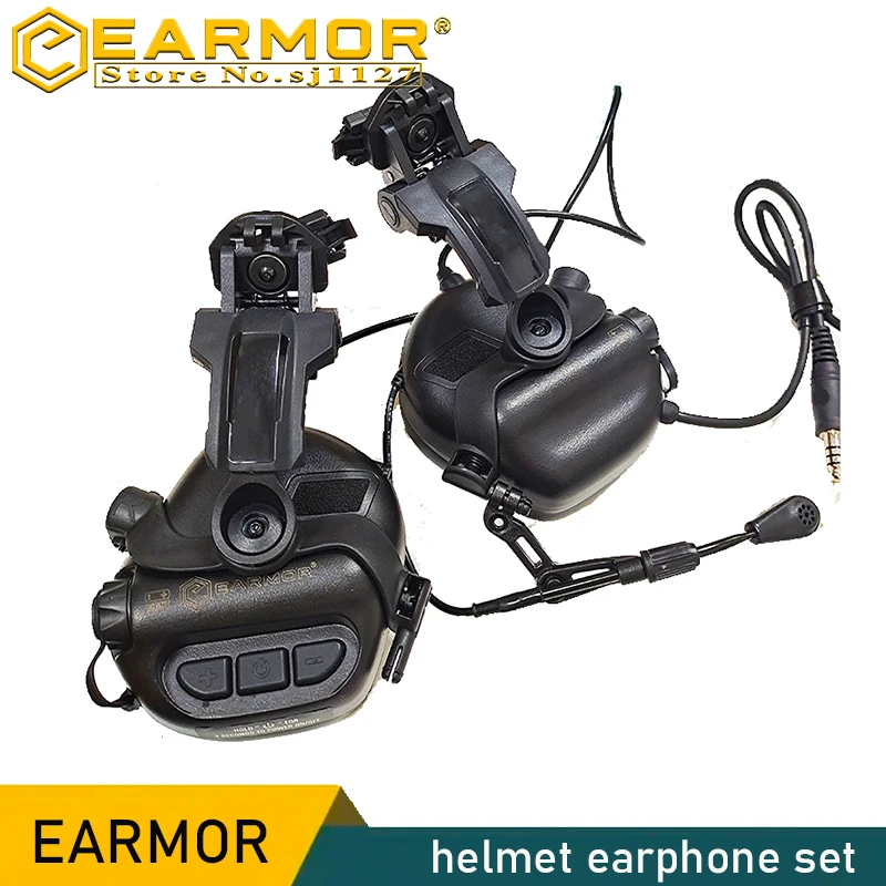 EARMOR-M32 Shooting Helmet Headphones, Anti-Noise Earmuffs, Comes with Helmet Adapter, Fits FAST, Wendy M-LOK ARC Helmets