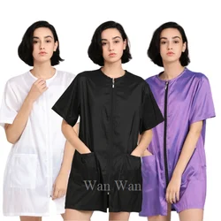 Barber Shop Apron Hairdresser Robe Pet Dog Grooming Uniform Hair Salon Work Clothes Anti Hair Anti Static Short Sleeve Smock