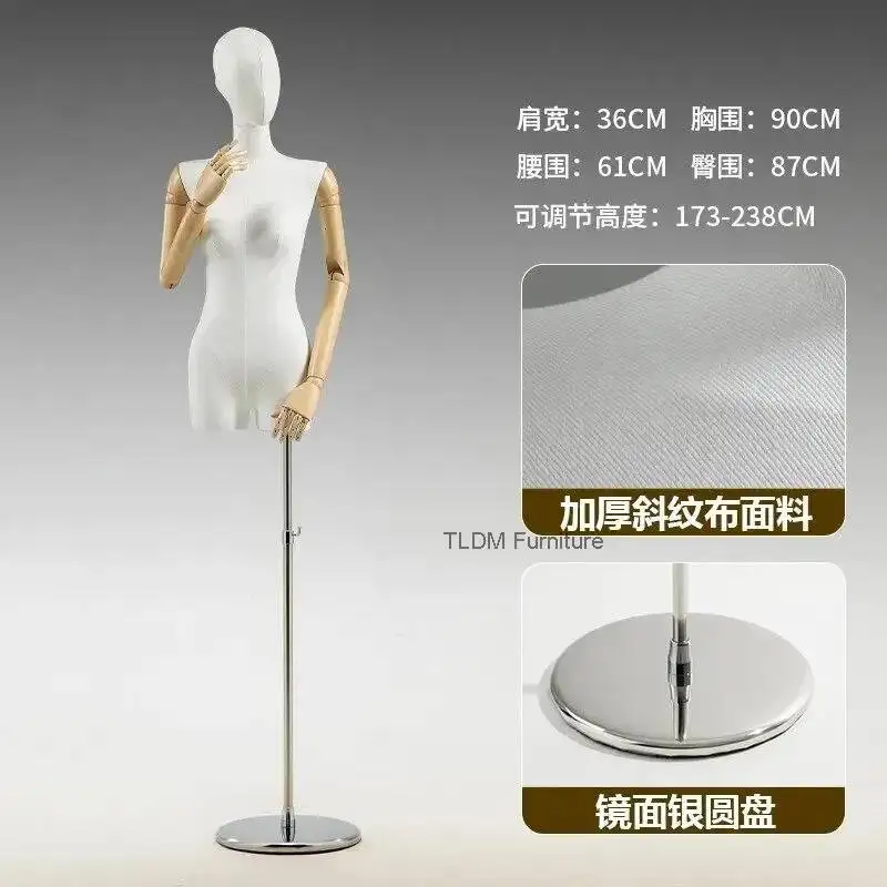

and Women's Half Body Dress Form, for Korean Style Square Shoulder with Hands Adjustable Head Garment Display Mannequins JT40M