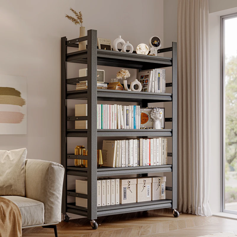 

Wrought iron bookcase shelf landing multi-storey bookcase living room storage iron shelf display cabinet