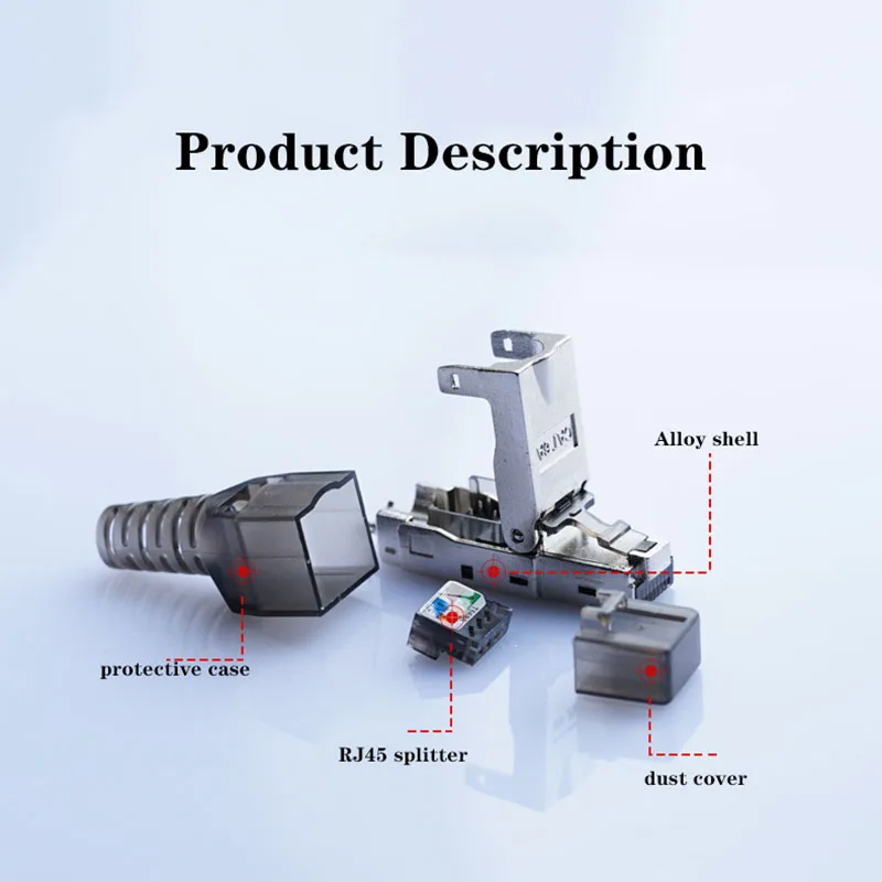 Cat8 Cat.6A Cat7 RJ45 التوصيل محمية يموت الصب المعادن سهلة المجال إنهاء إيثرنت محول لوحة التوصيلات موصل 2/10/20/50 قطعة