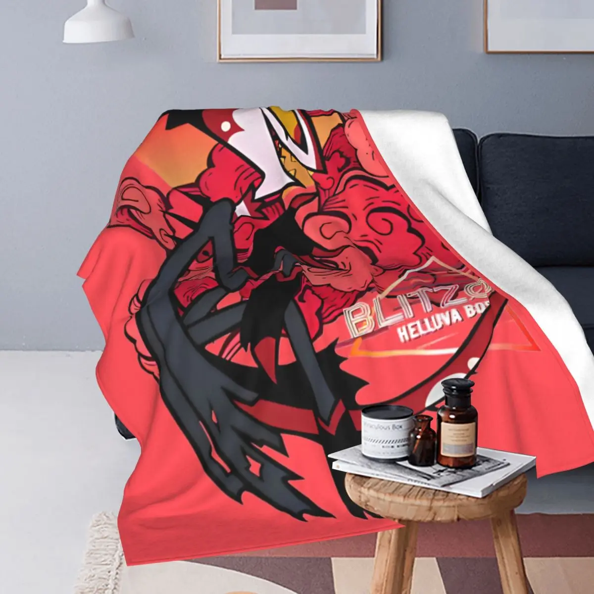 Helluva-Boss Retro Blitzo Blankets Velvet Spring Autumn Wielofunkcyjne super miękkie koce na sofę Dywanik zewnętrzny Kawałek