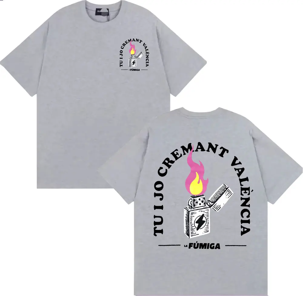 تي شيرت La Fumiga Tu I Jo Cremant فالنسينا ميرش تي شيرت ملابس للرجال تي شيرت قوطي عالي الشارع 100% قطن فضفاض كبير الحجم #5