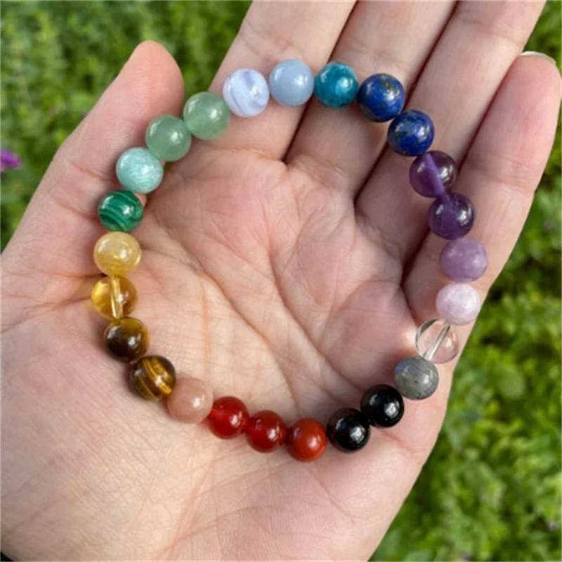 Fashion Natural Stone Beads Bracelet 7 Chakra Reiki Healing Balance Energy Yoga Bracelets for Women Men Meditation Jewelry Gifts