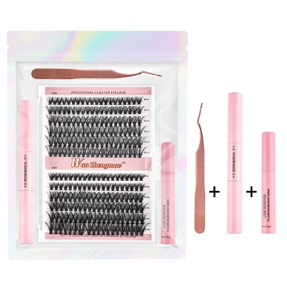 

8-16mm Length False Eyelashes Bond and Seal Wispy Style 3D Faux Mink Lash Natural Look Cluster Design Eye Makeup Tools