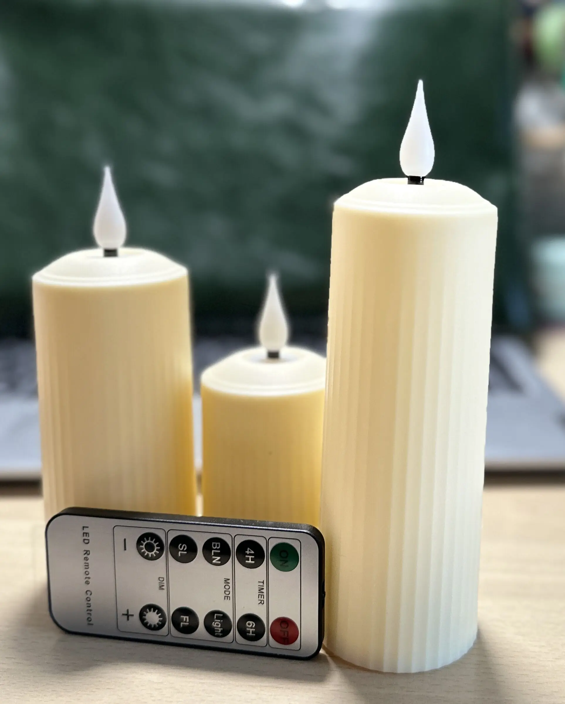 Remote controlled Ivory led Candles Flickering 3D Flame Roman Pillar Candle light Waterproof Christmas Home party ambient Lights