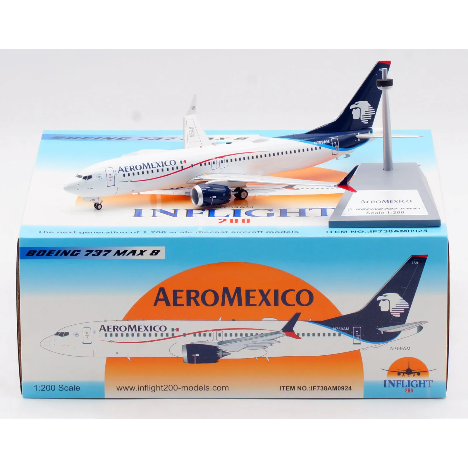 IF738AM0924 Alloy Collectible Plane Gift INFLIGHT 1:200 AEROMEXICO 