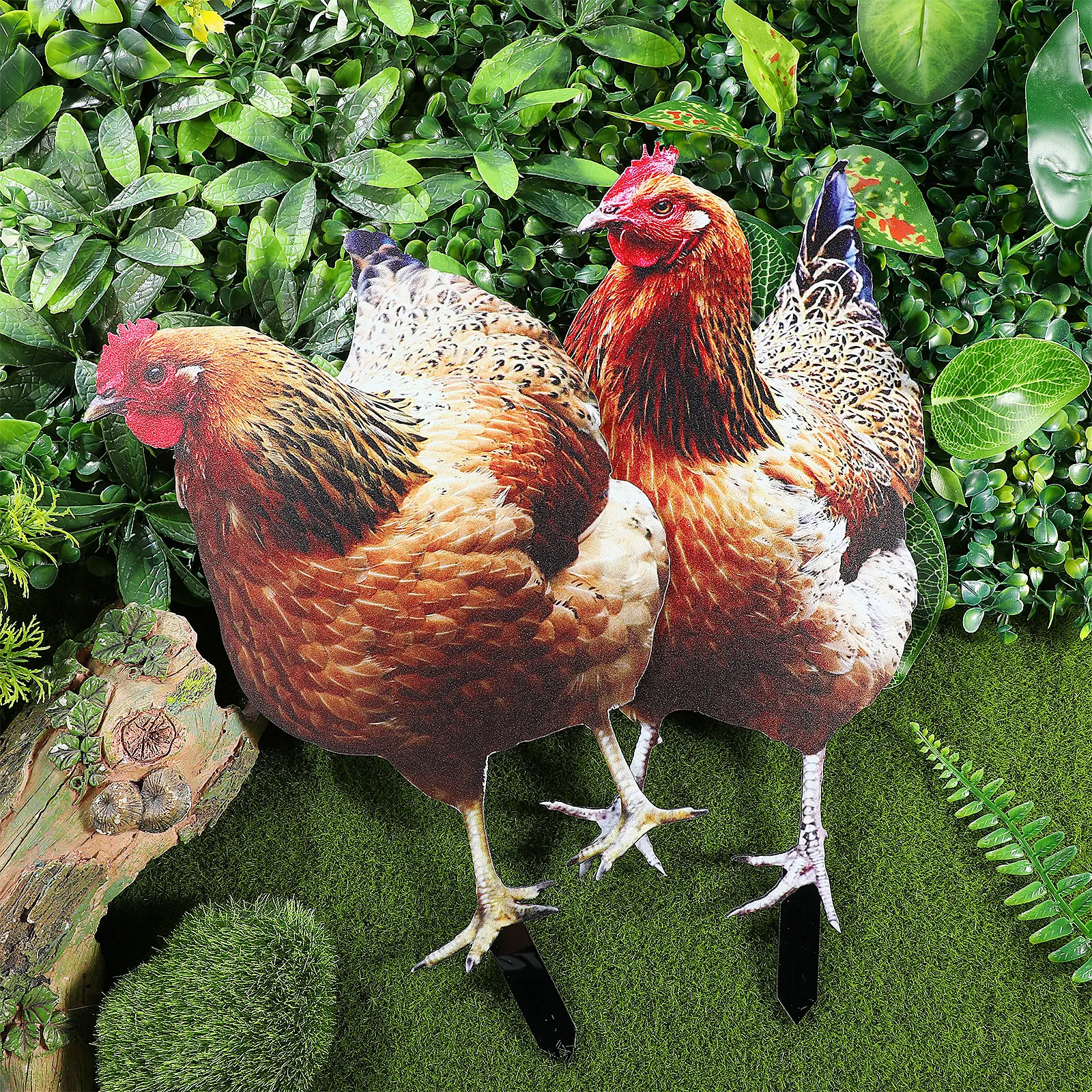 

2Pcs Acrylic Double Sided Garden Garden Chicken Insert Stake Lawn Ornament Yard Chicken Yard Sign Sculpture