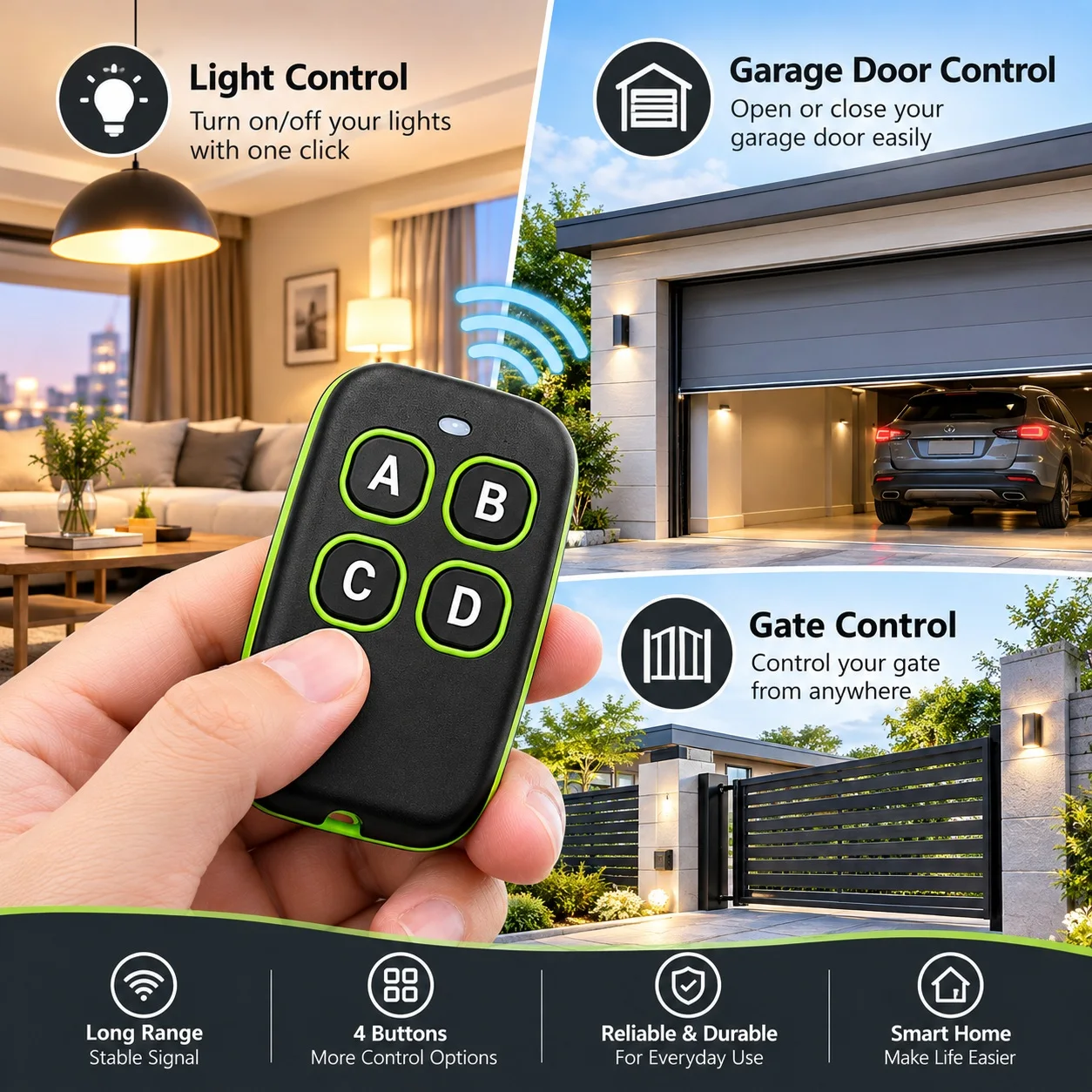 DC 12V 4CH rf remote control copy duplicatorf 433mhz electric gate control for Gate Garage Door Motor Light Switch Duplicator