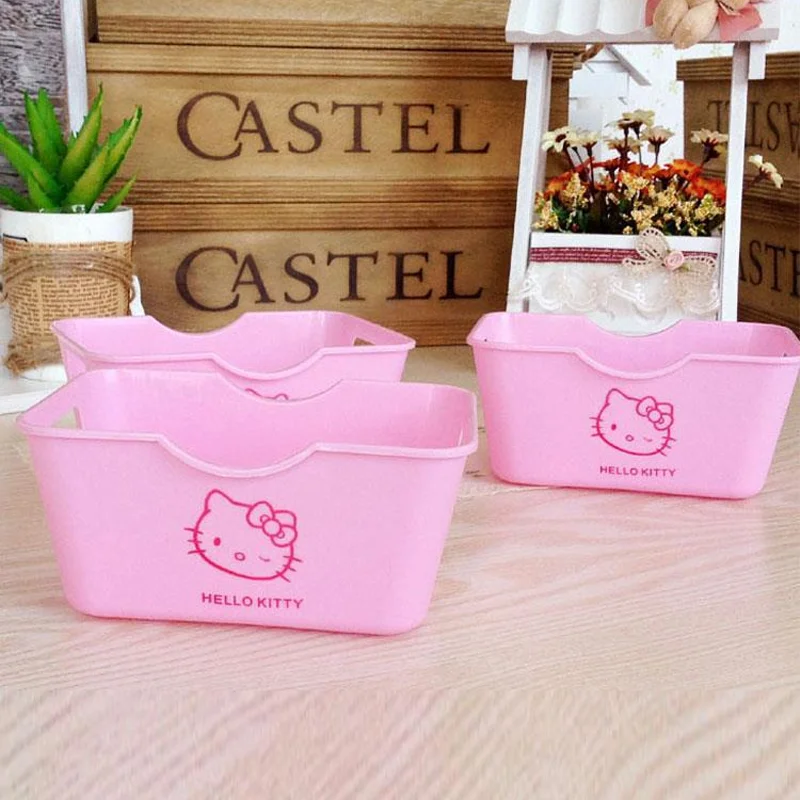 Sanrio Hello Kitty Mini Storage Box Cute Cartoon Plastic Cosmetic Storage Box Fashion Desktop Sundry Organizer Boxs Jewelry Box