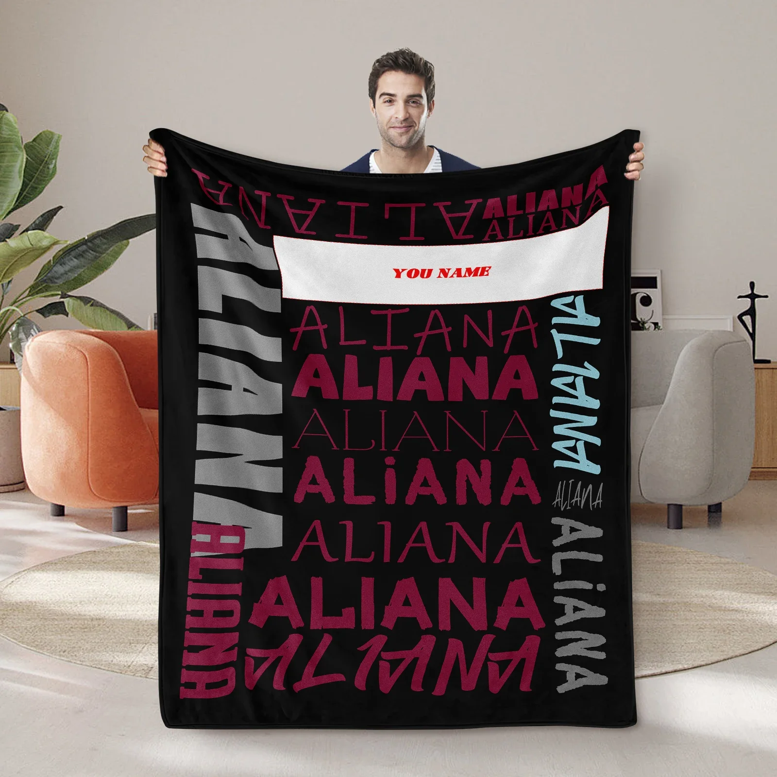 

Custom Blanket with Name Personalized Text Blanket Birthday Gift Christmas Halloween Mother's Day Father's Day Valentine's Day