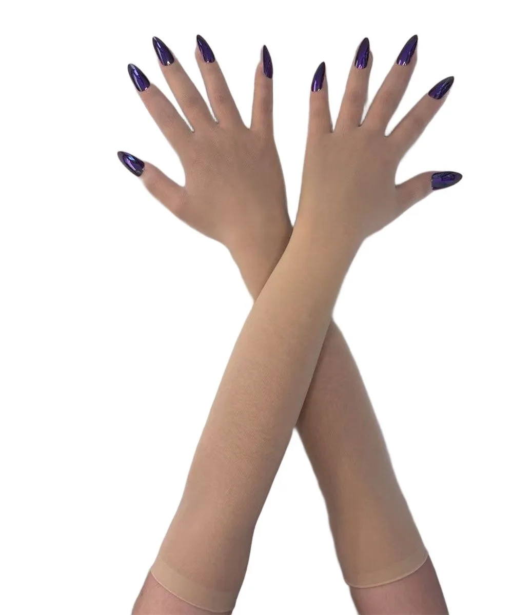 قفازات رفيعة للغاية بدون خياطة، قفازات شبح طويلة للأظافر للهالوين، أزياء تنكرية طويلة الأداء، قفازات مخلب الحرباء