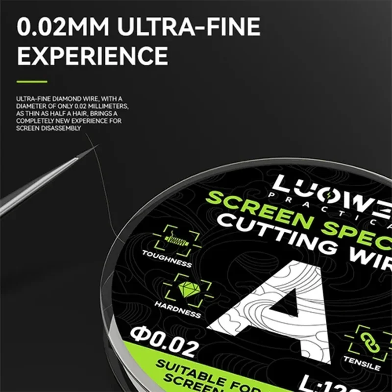 LUOWEI Super Fine Cutting Wire for LCD Screen Maintenance without Damaging Phone 0.02/0.028/0.03/0.035mm Screen Removal Line