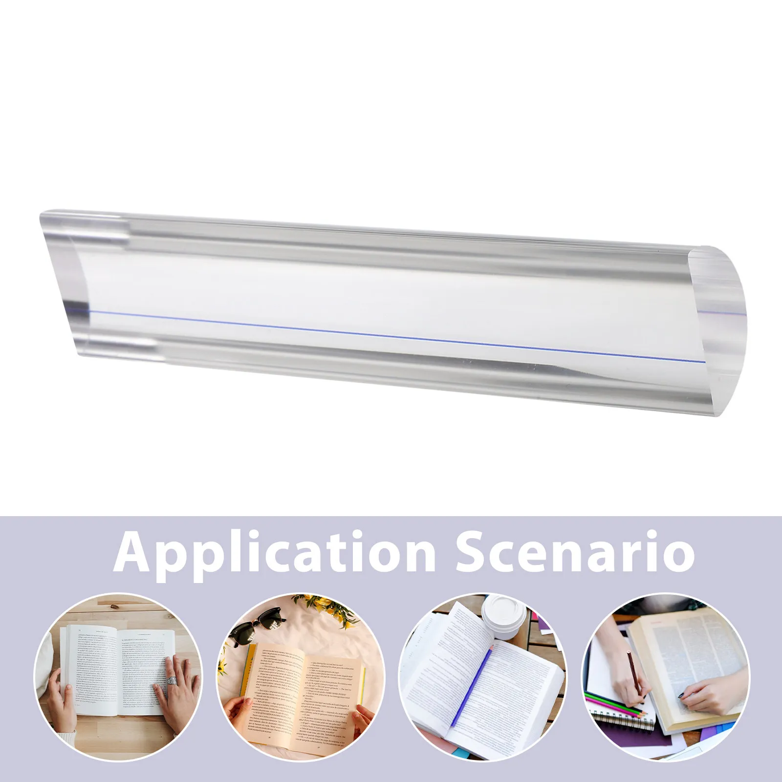 16Cm Clear Acrylic Magnifying Ruler Reading Magnifier for Small Print Books Documents Line Reader Strip-Shaped Ruler Portable