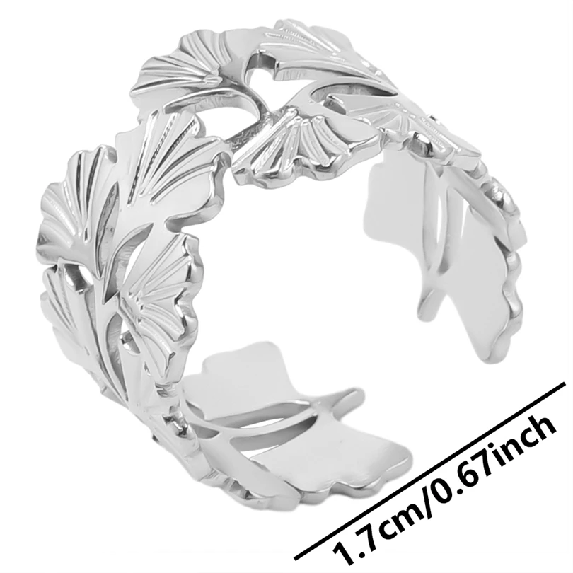 6pcs/lot Various Steel Color Rings Star Sun Feather Leaf Stainless Steel Rings No Fade Jewelry For Women Girls Accessories Gifts