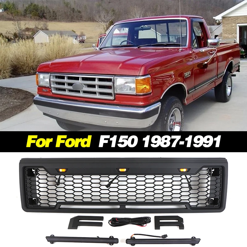 Auto Parts Grill With Led Lights Front Bumper Grille Modification F-150 Raptor Fit For Ford F150 1987-1991 1988 1989 1990