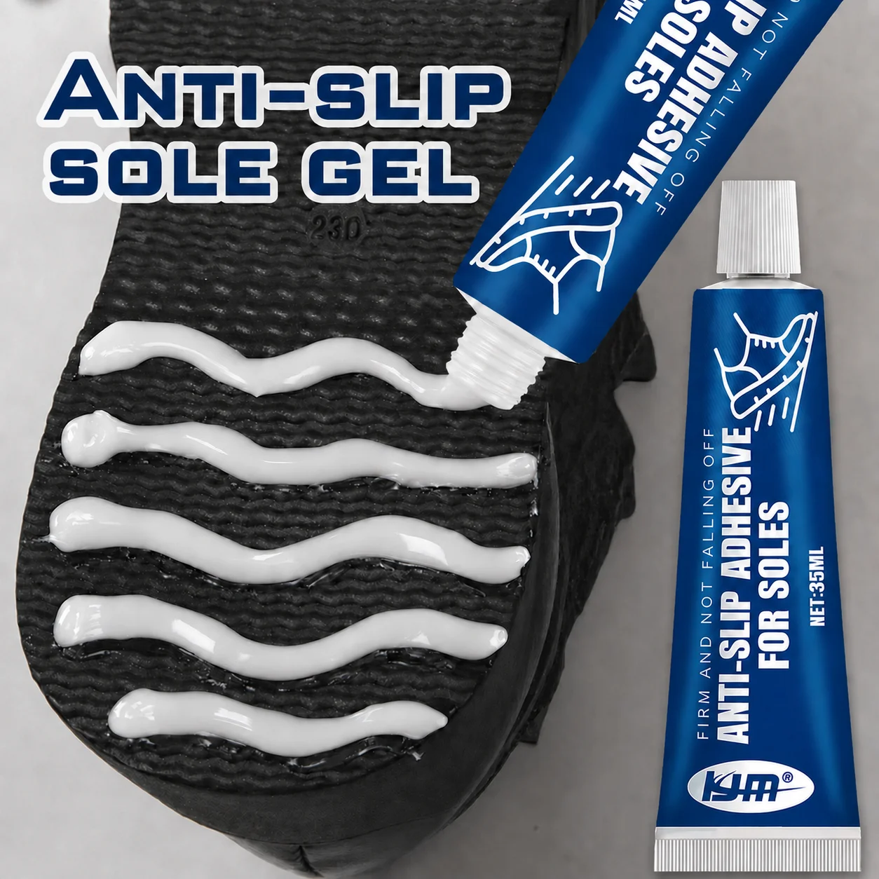 KJM Anti-Slip Sole Gel 35ml - High Traction Grip Enhancer, Easy Apply, Durable, Essential for All Footwear Non-Slip Solution