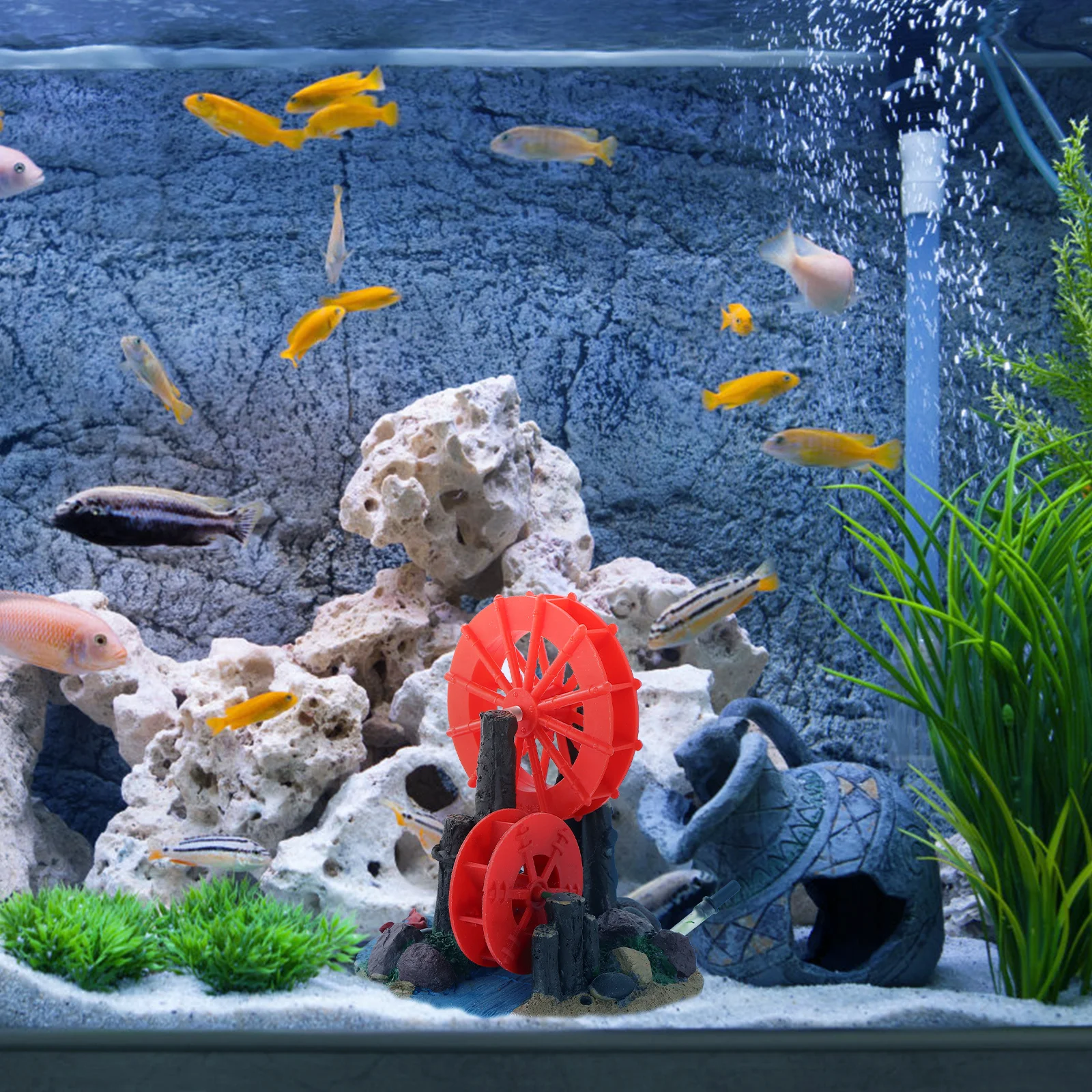 

Artificial Oxygen Pump Ornament Fish Tank Aquarium Windmill Decorations Resin Material Long Lasting Wear Resistant Creative