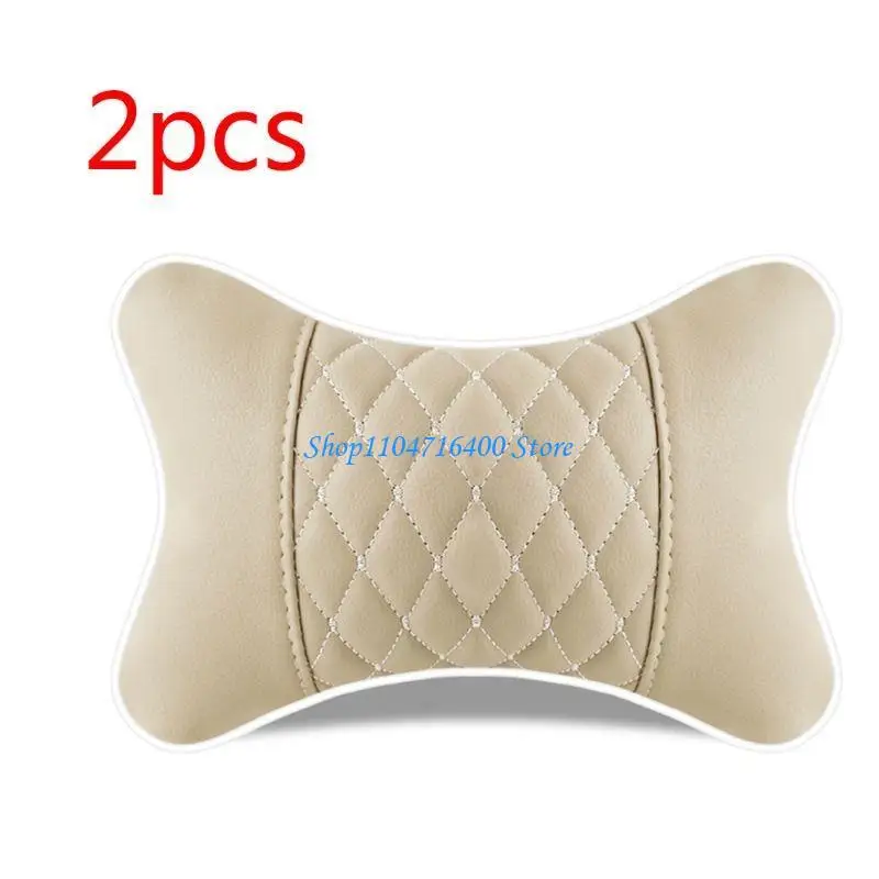 

y1gd 2 pcs Artificial Leather Car Pillow for Protection Neck Car Headrest Comfortable Auto Supplies Safety Breathable Neck