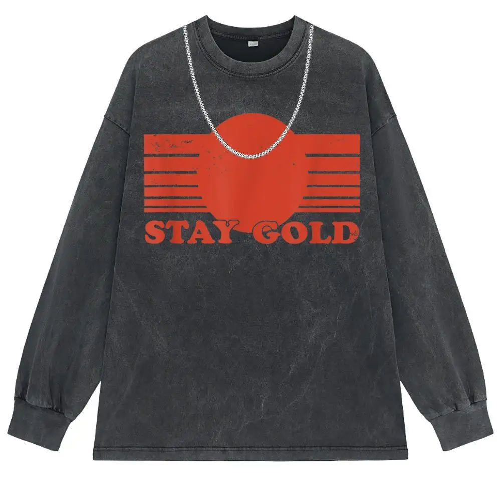 Vintage 80s Shirt Stay Gold Printed Summer/Autumn Men's Tshirts Man Hip Hop Clothing New Coming Long Sleeve Sweatshirts