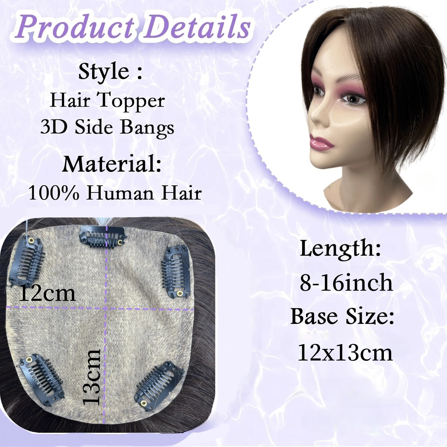 12 x 13 cm Clip-in-Haarteil, Seidenhautbasis, Echthaar-Topper, freier Scheitel, natürliches Kopfhaut-Top, brasilianische Haarverlängerung für Frauen