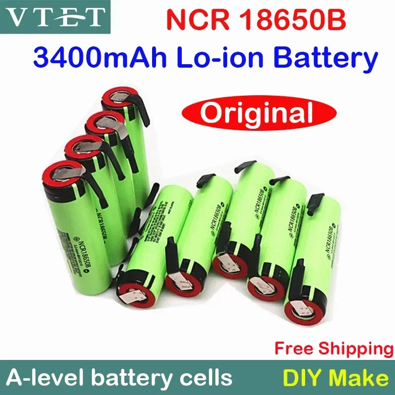 2024 New 100% Original NCR18650B 3400mAh Battery 3.7V Rechargeable Li-ion 3.7V 18650 Battery 3400mAh+DIY Nicke Tool Battery