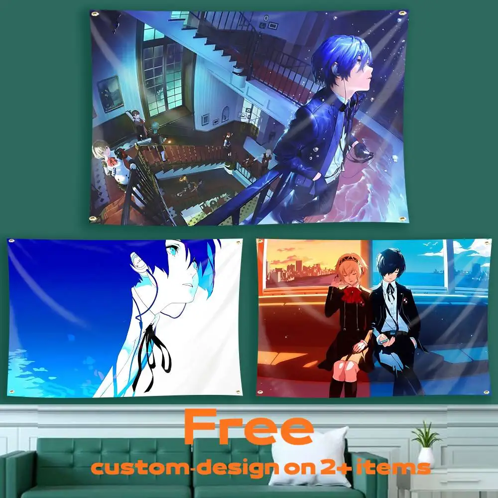 Makoto Yuki Game Persona 3 NEW Flag Tapestry Banner for Bedroom Living Room Outdoor Camping Custom Supported