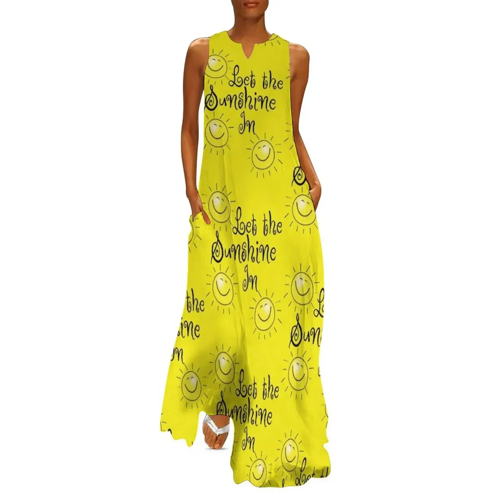 

Let The Sunshine In Happy Design Long Dress Female clothing beach dress summer dress womens 2025 evening women