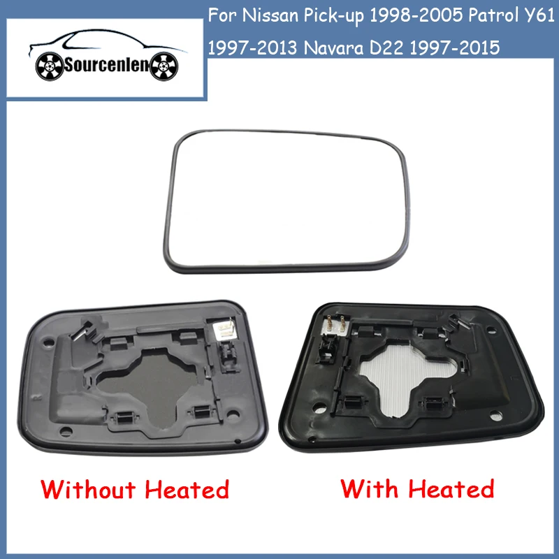 Car Heated Convex Door Mirror Glass For Nissan Pick-up 1998-2005 Patrol Y61 1997-2013 Navara D22 1997-2015