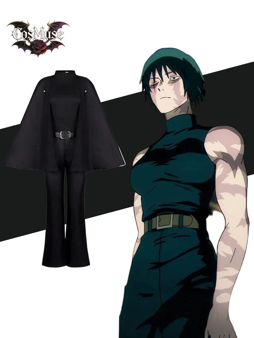 

Maki Zenin Cosplay Costume Wig Anime Jujutsu Kaisen Uniform Cloak Glasses Shimetsu Kaiyuu Halloween Party Women Girls Carnival