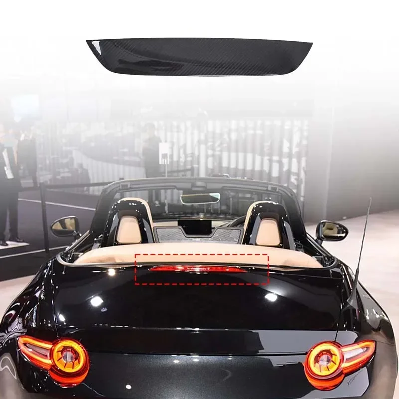 Dry Carbon Fiber Car Tail High Brake Light Cover For Mazda MX-5 Miata ND 2016-2024 Soft Top Spec Brake Lamp Trim Accessories