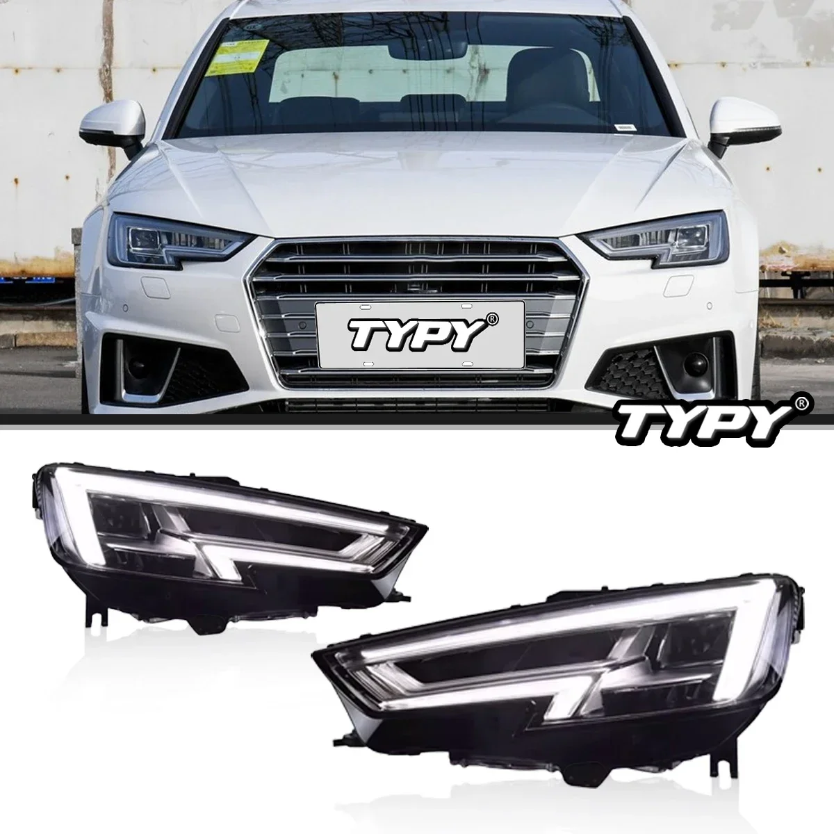 

TYPY новая светодиодная фара, обновленная модифицированная полная фара для Audi A4L, указатели поворота, дневные ходовые огни 2017-2020
