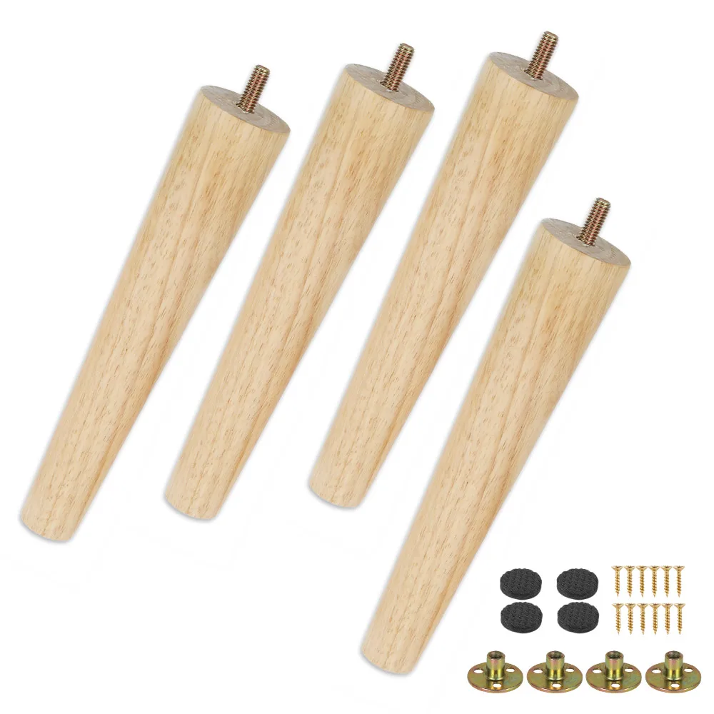 Kit de pernas móveis de madeira para pernas inclinadas retas sofá, pés de substituição, Heavy Duty Table Legs, 8 cm, 15 cm, 20cm de altura, 4 Set