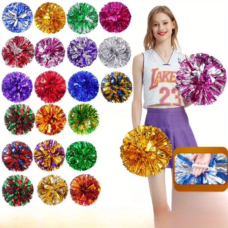 1/2/10 Piezas Pompón con Asa para Deportes de Equipo, Animación, Grandes Eventos, Accesorios de Baile para Clubes, Decoración para Juegos y Animación, Flor Decorativa