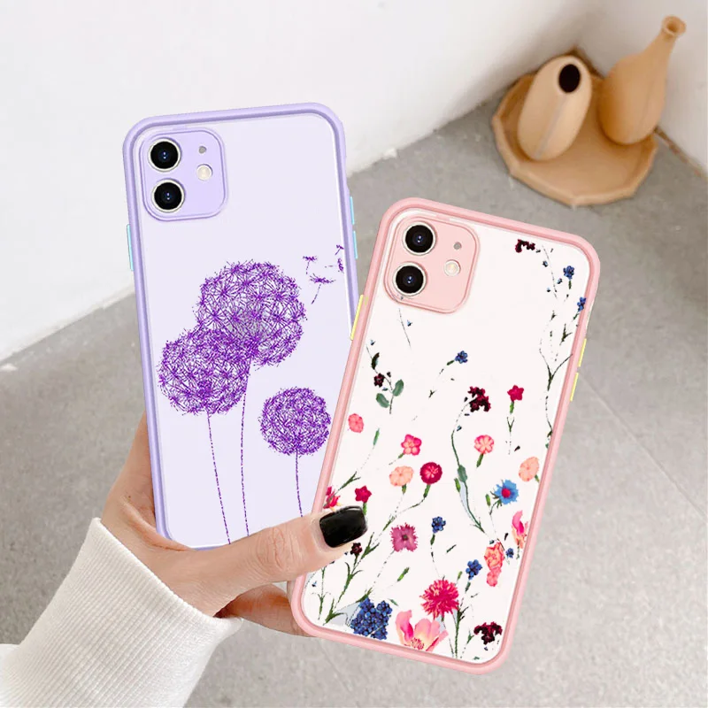 

Fashion Painted Flower Phone Case For iPhone 16 15 14 13 12 11 Pro Max Mini X XR XS SE 7 8 Plus Shockproof Hard Cover Fundas Bag